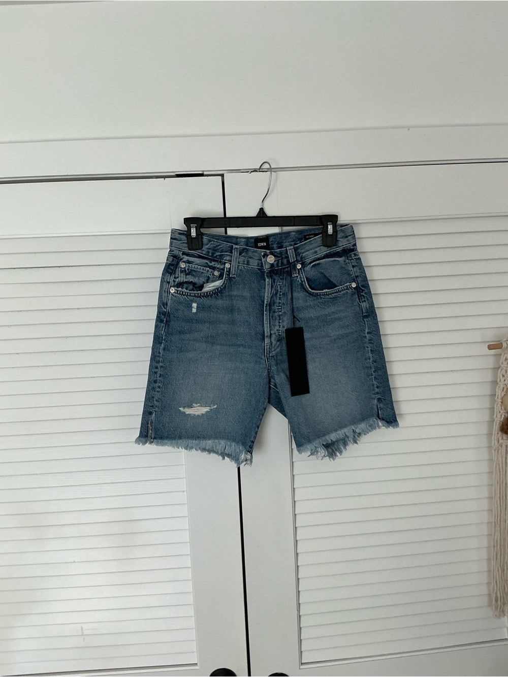 Edwin Light Blue Denim Jeans with Tag festival raw hem boho casual size 27 - Picture 2 of 12